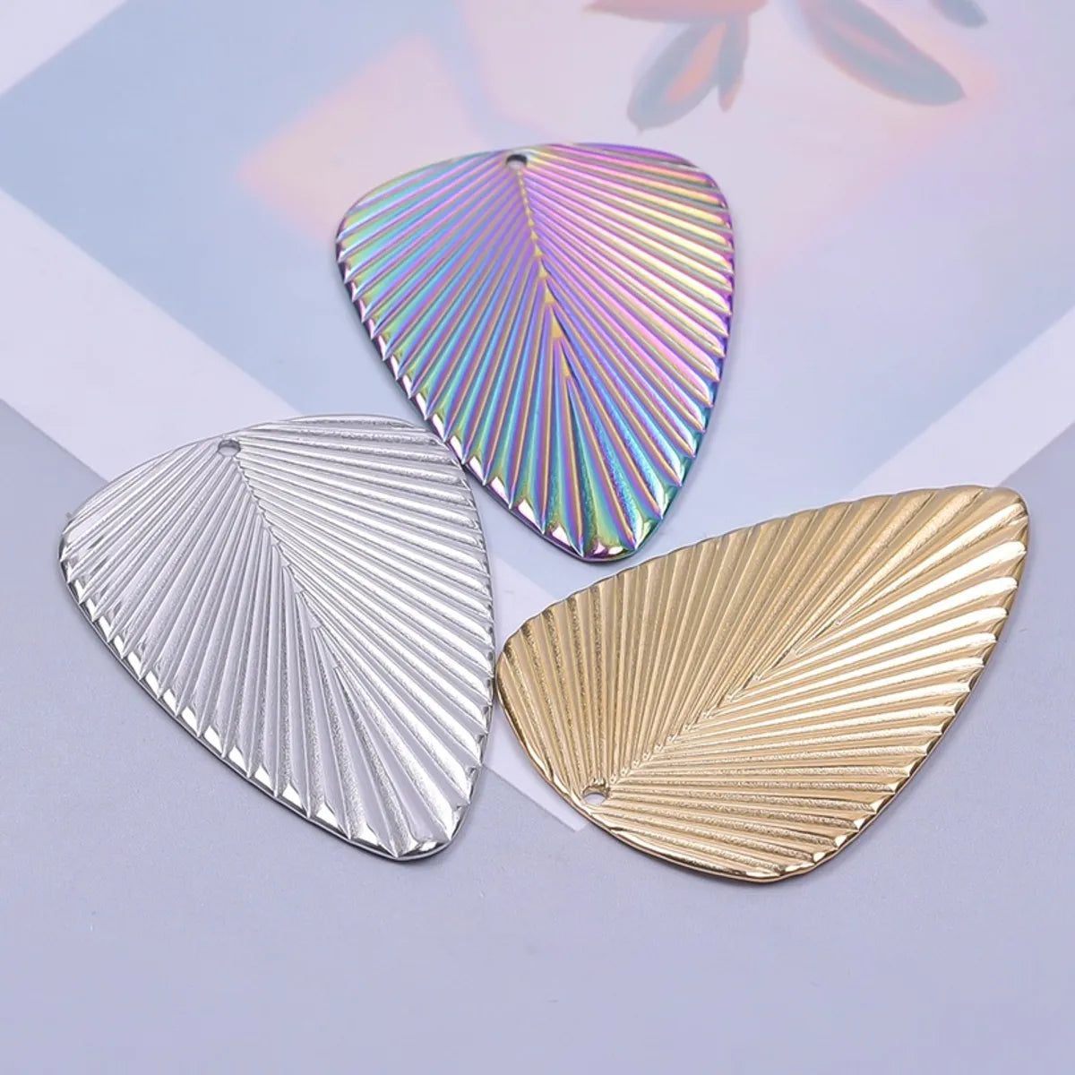 1 Piece 32*46mm Hole 1~1.9mm 304 Stainless Steel 18K Gold Plated Leaves Pendant