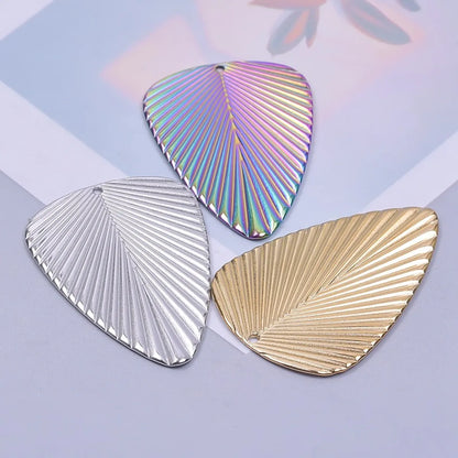 1 Piece 32*46mm Hole 1~1.9mm 304 Stainless Steel 18K Gold Plated Leaves Pendant