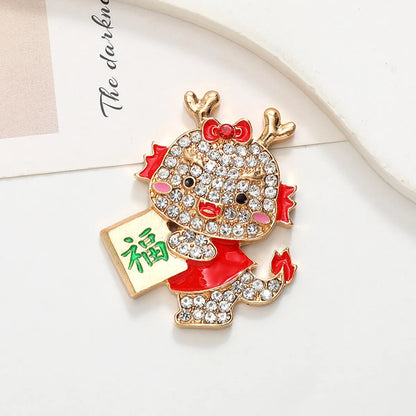 1 Piece 33*40mm Zinc Alloy Zircon Dragon Polished DIY Accessories