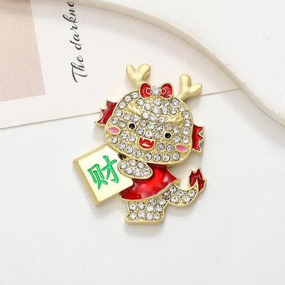 1 Piece 33*40mm Zinc Alloy Zircon Dragon Polished DIY Accessories