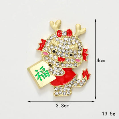 1 Piece 33*40mm Zinc Alloy Zircon Dragon Polished DIY Accessories