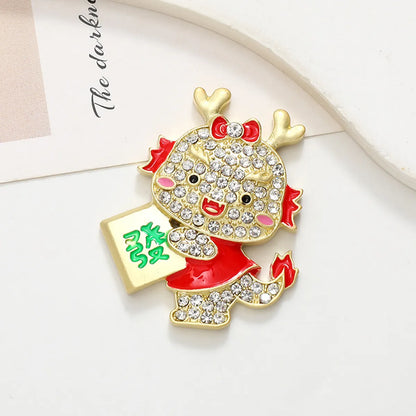 1 Piece 33*40mm Zinc Alloy Zircon Dragon Polished DIY Accessories