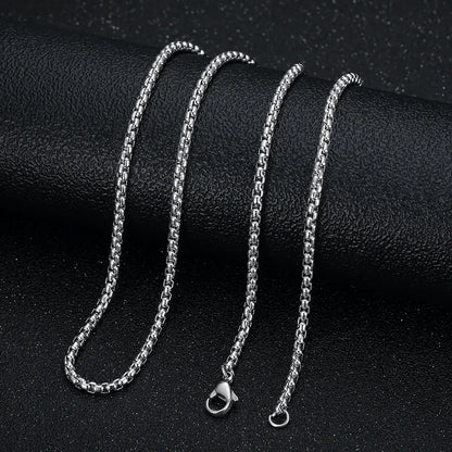 1 Piece 34mm 60cm Titanium Steel Rhinestones Letter Pendant Chain