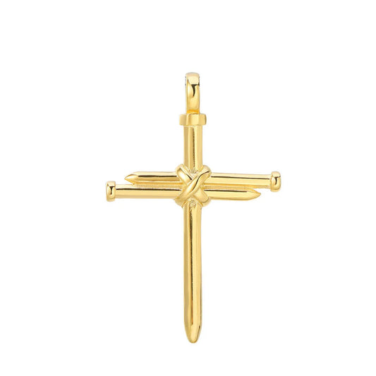 1 Piece 35*47mm 304 Stainless Steel 18K Gold Plated Cross Polished Pendant