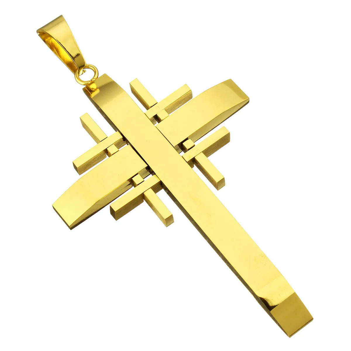 1 Piece 35*56mm Titanium Steel Geometric Cross Pendant