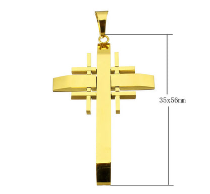 1 Piece 35*56mm Titanium Steel Geometric Cross Pendant