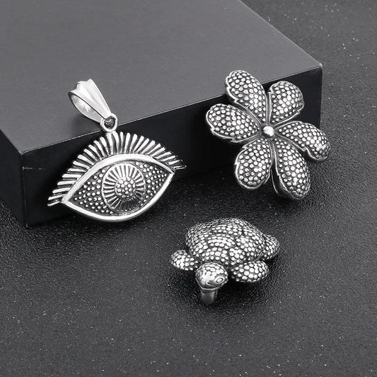 1 Piece 36 * 27mm 43 * 33mm 44 * 31mm Stainless Steel Tortoise Eye Flower Pendant Chain