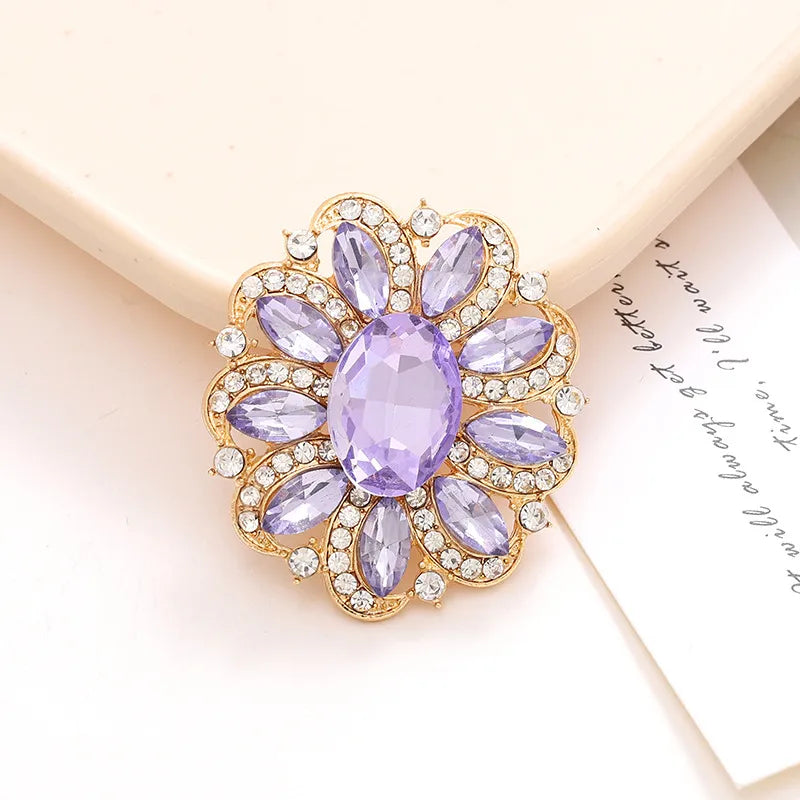 1 Piece 37*42mm Alloy Crystal Rhinestones Oval Flower DIY Accessories