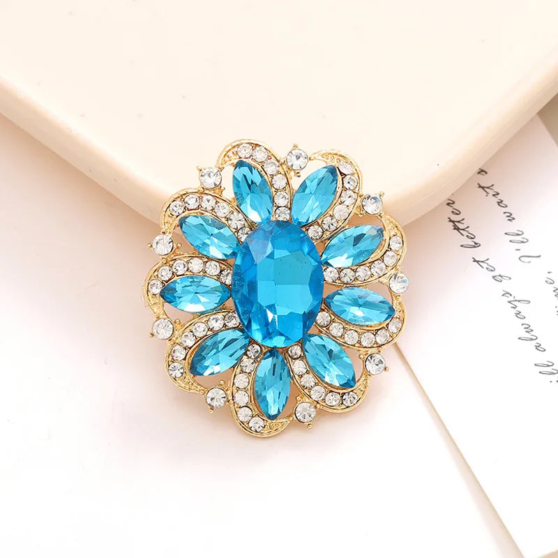 1 Piece 37*42mm Alloy Crystal Rhinestones Oval Flower DIY Accessories