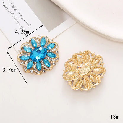 1 Piece 37*42mm Alloy Crystal Rhinestones Oval Flower DIY Accessories