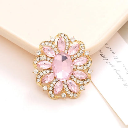 1 Piece 37*42mm Alloy Crystal Rhinestones Oval Flower DIY Accessories