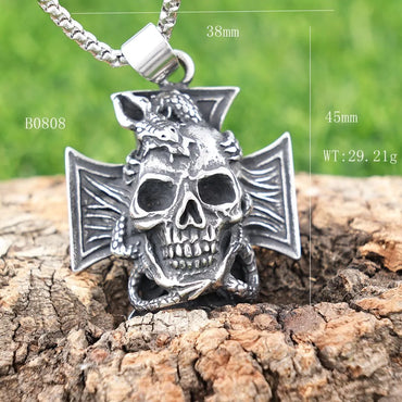 1 Piece 38*45mm 304 Stainless Steel Geometric Skull Pendant Chain