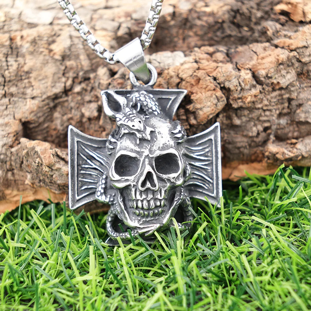 1 Piece 38*45mm 304 Stainless Steel Geometric Skull Pendant Chain