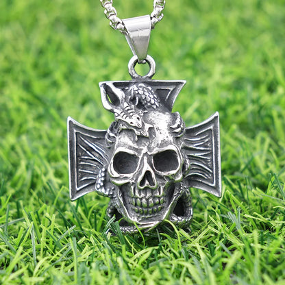 1 Piece 38*45mm 304 Stainless Steel Geometric Skull Pendant Chain