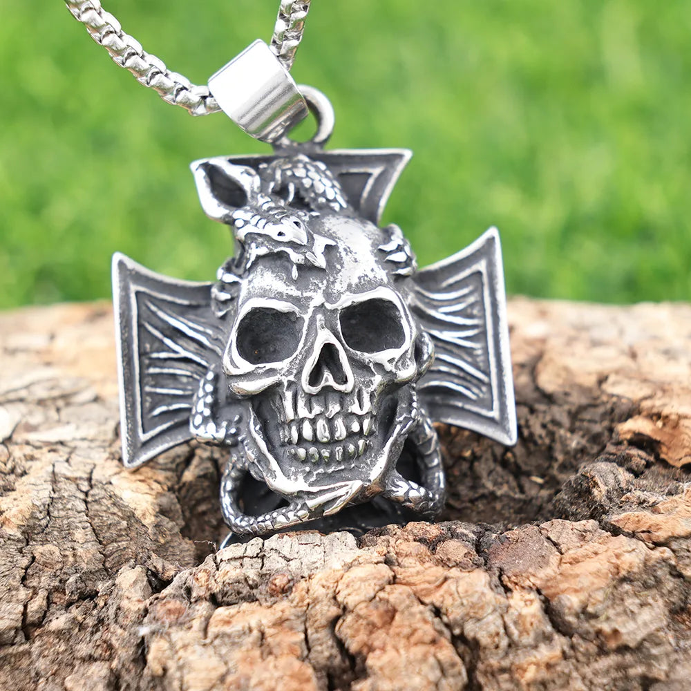 1 Piece 38*45mm 304 Stainless Steel Geometric Skull Pendant Chain