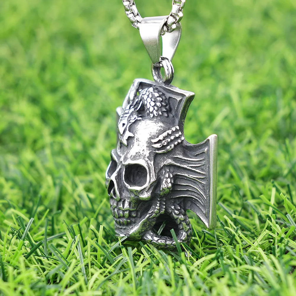 1 Piece 38*45mm 304 Stainless Steel Geometric Skull Pendant Chain