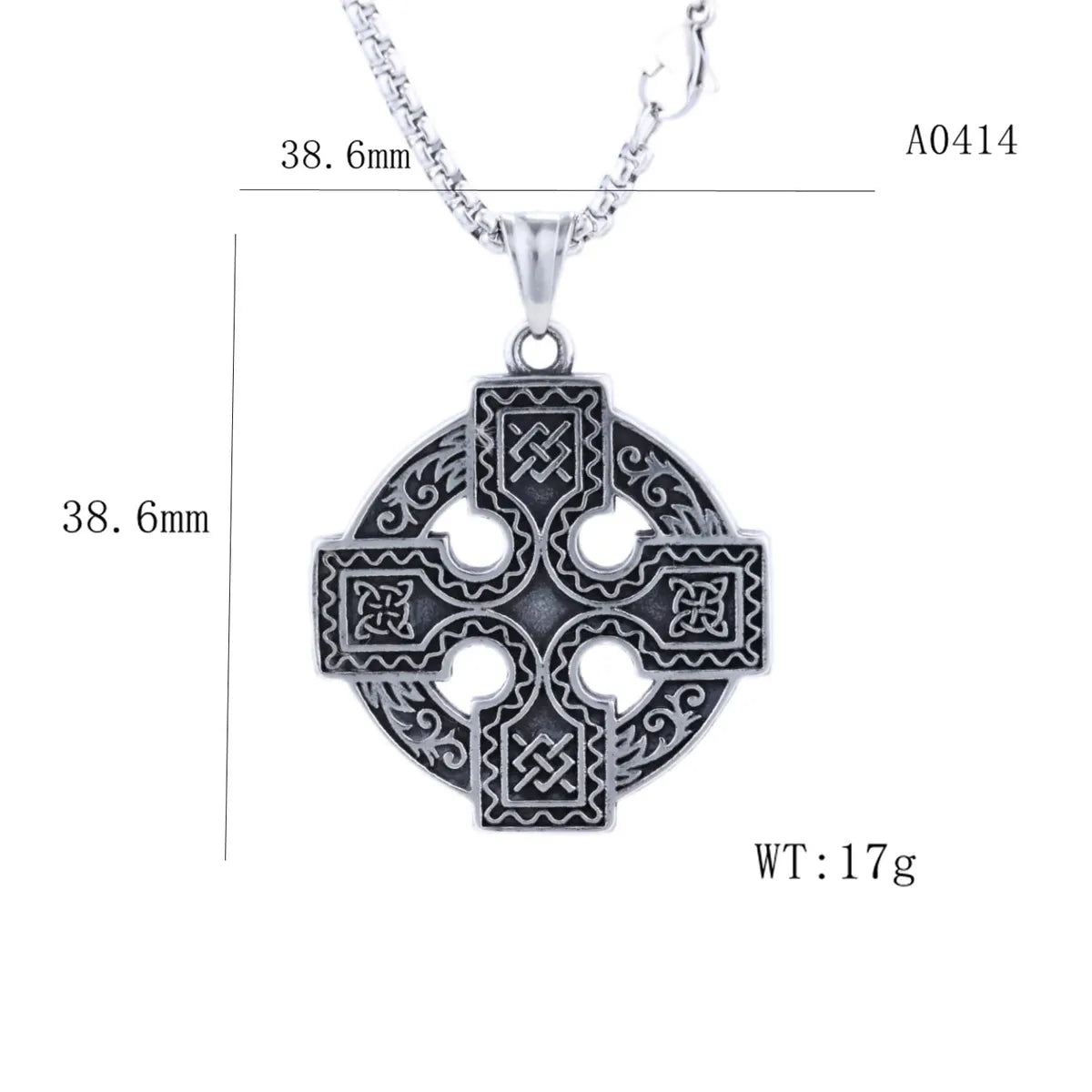 1 Piece 38.6mm*38.6mm 316 Stainless Steel  Cross Polished Pendant Chain