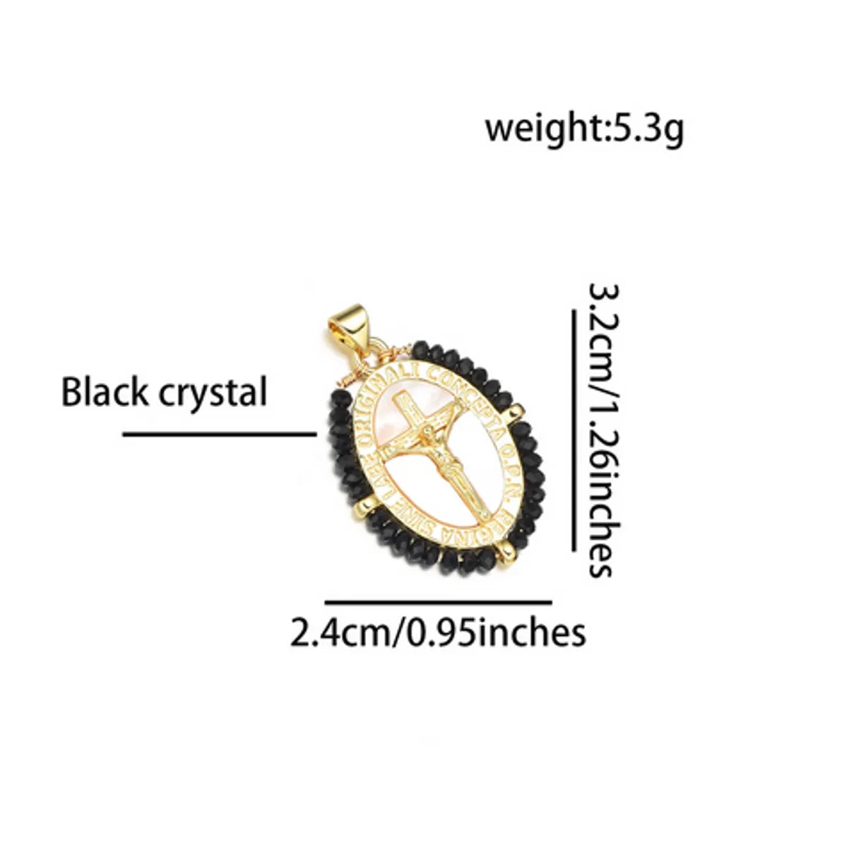 1 Piece 3.2*2.4cm Copper Artificial Crystal Shell Zircon 18K Gold Plated Cross Color Block Pendant