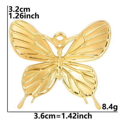 1 Piece 3.2*3.6cm 304 Stainless Steel 18K Gold Plated Butterfly Pendant