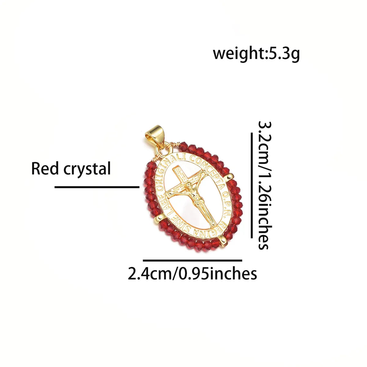 1 Piece 3.2*2.4cm Copper Artificial Crystal Shell Zircon 18K Gold Plated Cross Color Block Pendant