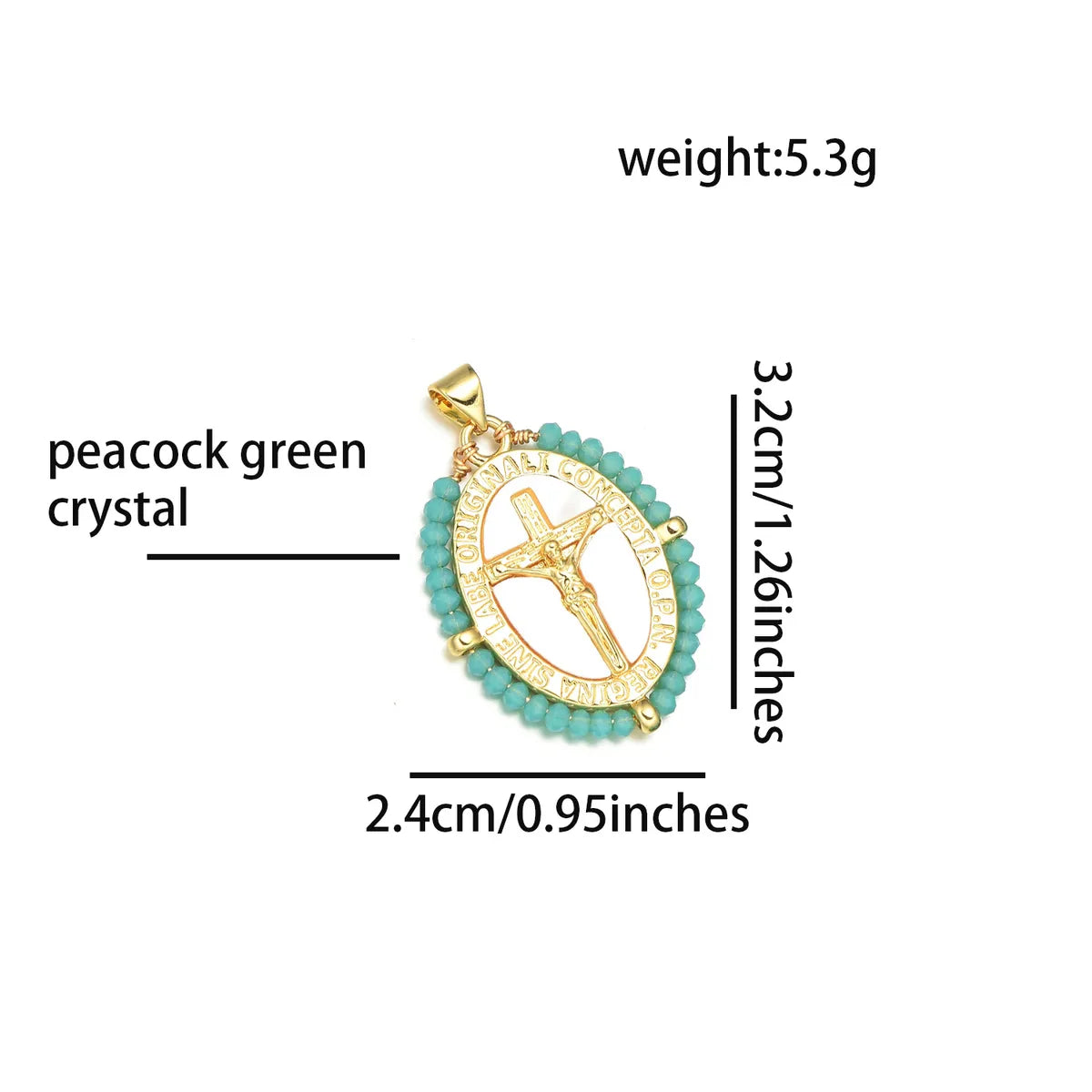 1 Piece 3.2*2.4cm Copper Artificial Crystal Shell Zircon 18K Gold Plated Cross Color Block Pendant