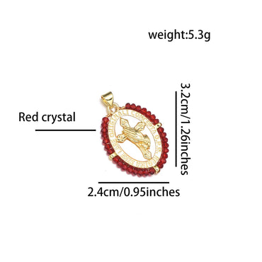 1 Piece 3.2*2.4cm Copper Artificial Crystal Shell Zircon 18K Gold Plated Cross Color Block Pendant