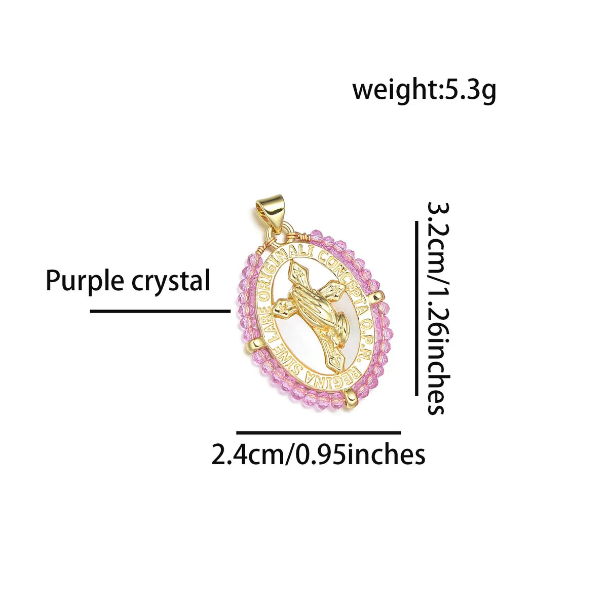 1 Piece 3.2*2.4cm Copper Artificial Crystal Shell Zircon 18K Gold Plated Cross Color Block Pendant