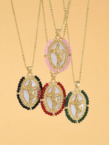 1 Piece 3.2*2.4cm Copper Artificial Crystal Shell Zircon 18K Gold Plated Cross Color Block Pendant