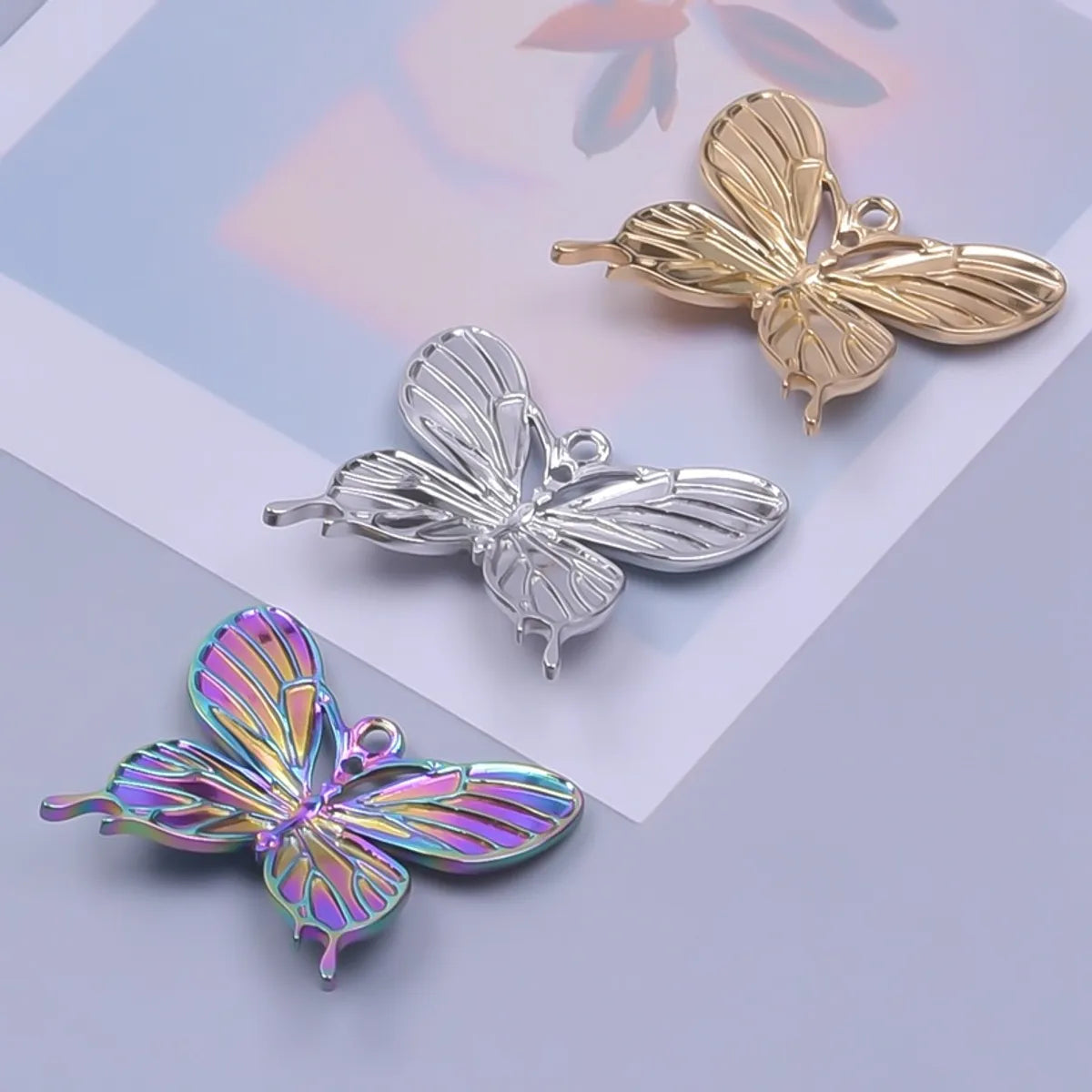 1 Piece 3.2*3.6cm 304 Stainless Steel 18K Gold Plated Butterfly Pendant