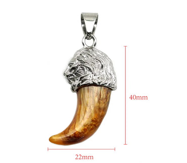 1 Piece 40*22mm 316 Stainless Steel  Resin Wolf Tooth Pendant