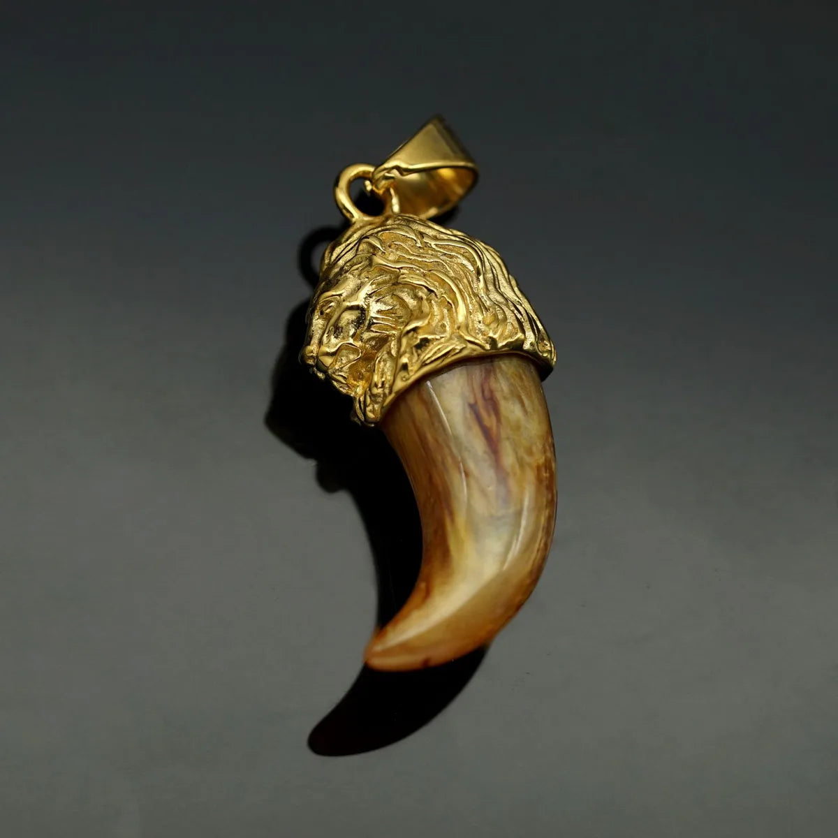 1 Piece 40*22mm 316 Stainless Steel  Resin Wolf Tooth Pendant