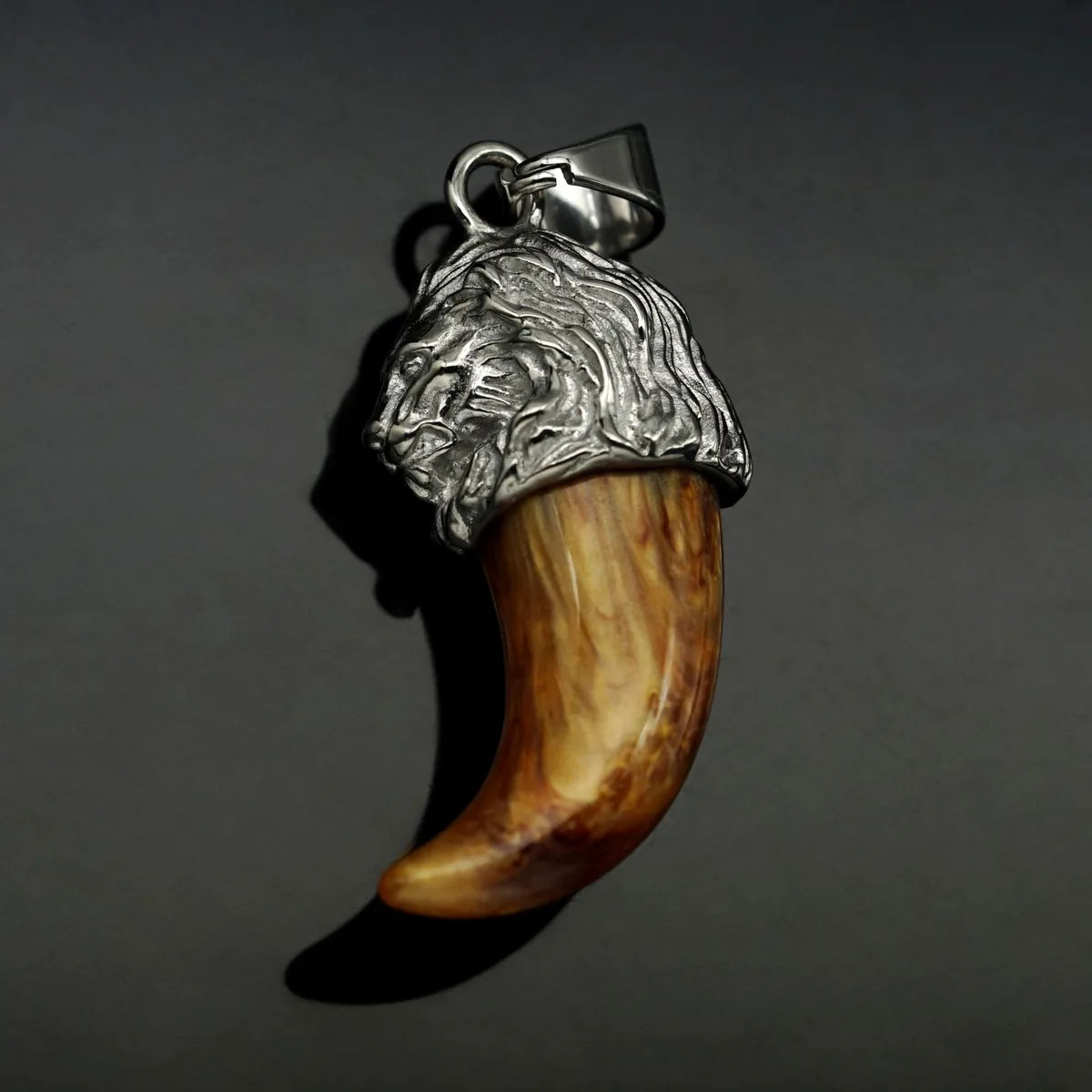 1 Piece 40*22mm 316 Stainless Steel  Resin Wolf Tooth Pendant