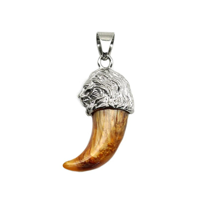 1 Piece 40*22mm 316 Stainless Steel  Resin Wolf Tooth Pendant