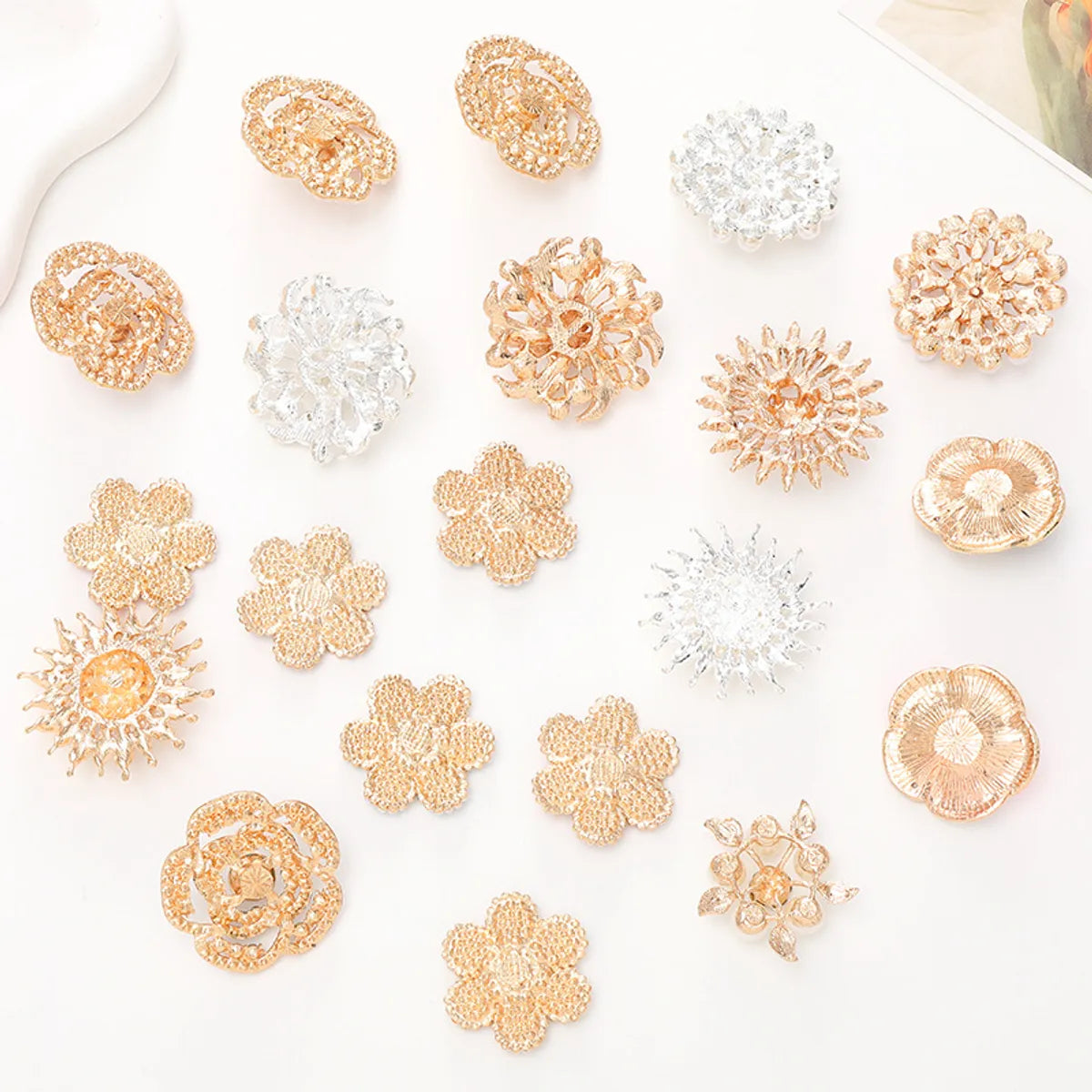 1 Piece 40*40mm 48*48mm 5*45mm Alloy Rhinestones Pearl Flower DIY Accessories