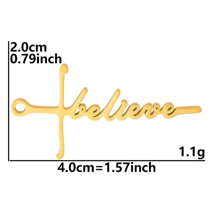 1 Piece 40x20mm Hole 2~2.9mm 304 Stainless Steel 18K Gold Plated Letter Pendant