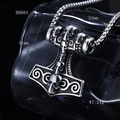 1 Piece 41*33mm 60cm 316 Stainless Steel  Geometric Skull Polished Pendant Chain