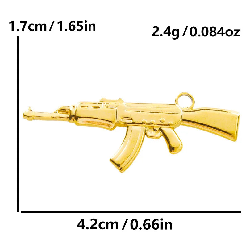 1 Piece 42*17mm Hole 2~2.9mm 304 Stainless Steel 18K Gold Plated Gun Polished Pendant