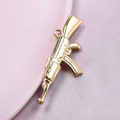 1 Piece 42*17mm Hole 2~2.9mm 304 Stainless Steel 18K Gold Plated Gun Polished Pendant