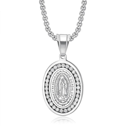 1 Piece 43*23mm 60cm Titanium Steel Zircon Gold Plated Portrait Geometric Pendant Chain