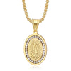 1 Piece 43*23mm 60cm Titanium Steel Zircon Gold Plated Portrait Geometric Pendant Chain