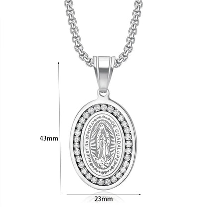 1 Piece 43*23mm 60cm Titanium Steel Zircon Gold Plated Portrait Geometric Pendant Chain