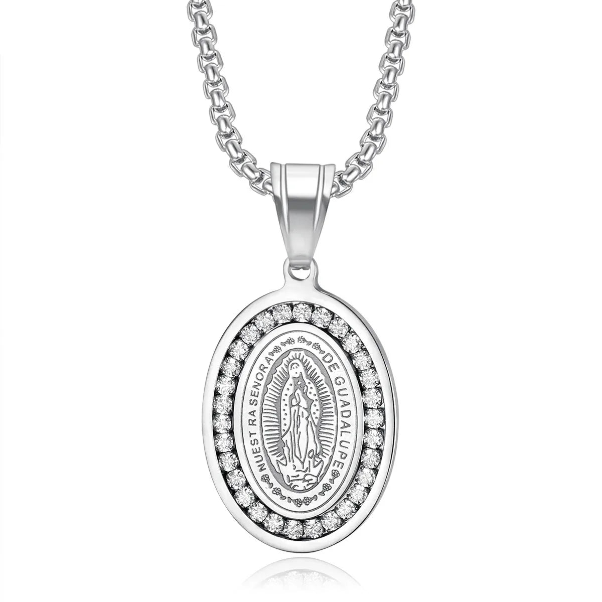 1 Piece 43*23mm 60cm Titanium Steel Zircon Gold Plated Portrait Geometric Pendant Chain