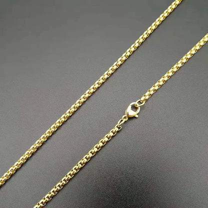 1 Piece 43*23mm 60cm Titanium Steel Zircon Gold Plated Portrait Geometric Pendant Chain