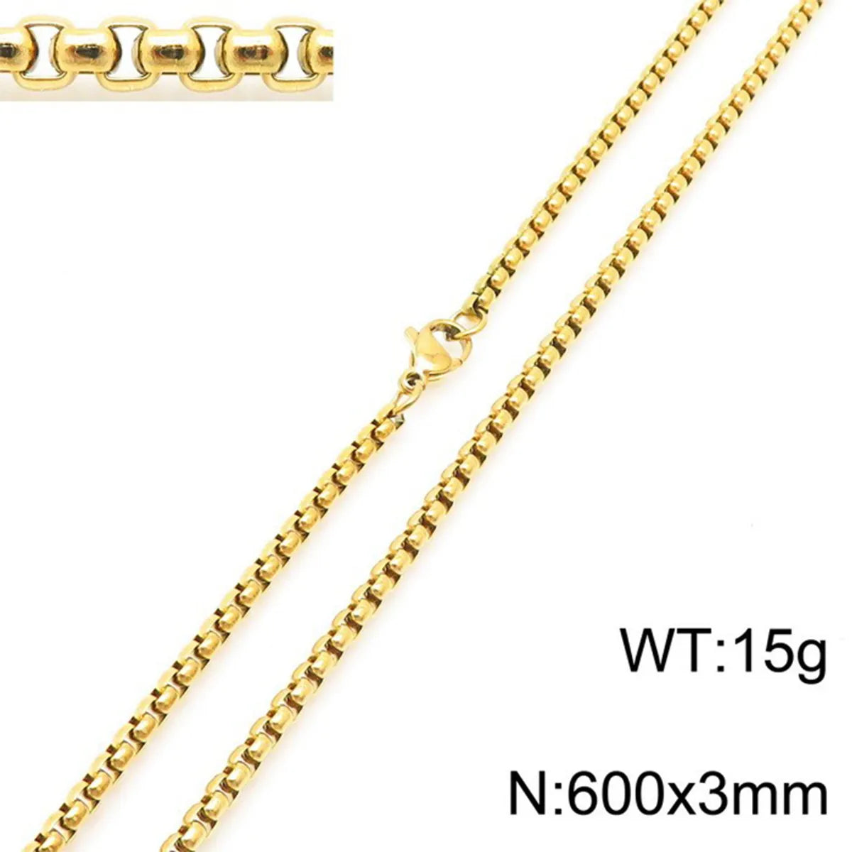 1 Piece 49*18mm 60cm 304 Stainless Steel Rhinestones 18K Gold Plated Human St. Funeral Pendant