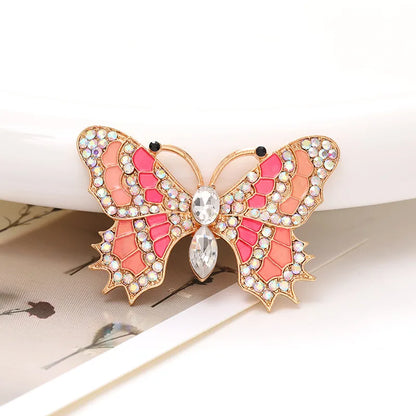 1 Piece 4.8*3.3cm Zinc Alloy Rhinestones Butterfly DIY Ornament Accessories Hole Shoes Flower