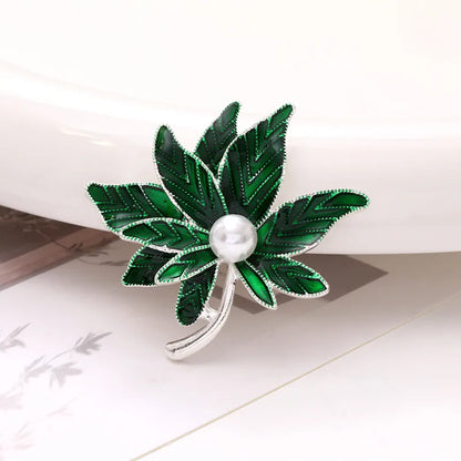 1 Piece 4.2*4.1cm Zinc Alloy Artificial Pearls Maple Leaf DIY Ornament Accessories