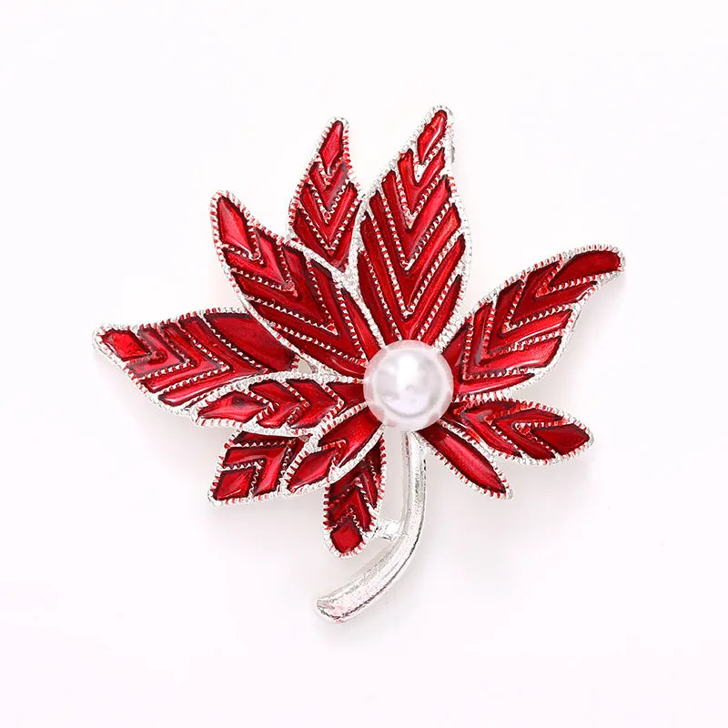 1 Piece 4.2*4.1cm Zinc Alloy Artificial Pearls Maple Leaf DIY Ornament Accessories