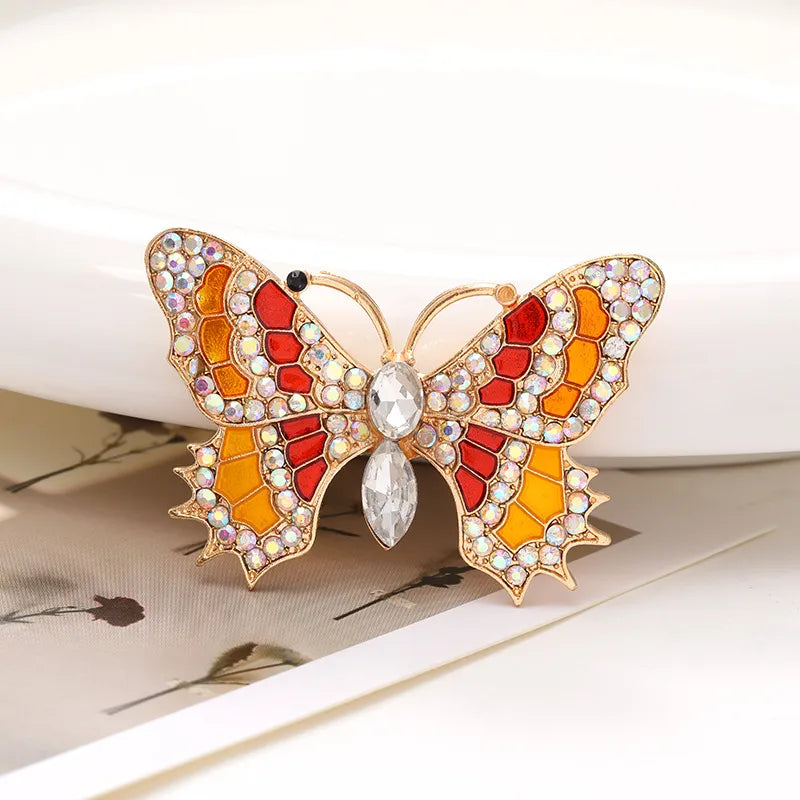 1 Piece 4.8*3.3cm Zinc Alloy Rhinestones Butterfly DIY Ornament Accessories Hole Shoes Flower