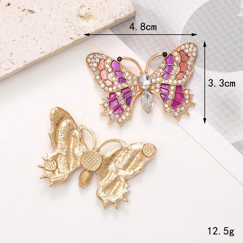 1 Piece 4.8*3.3cm Zinc Alloy Rhinestones Butterfly DIY Ornament Accessories Hole Shoes Flower