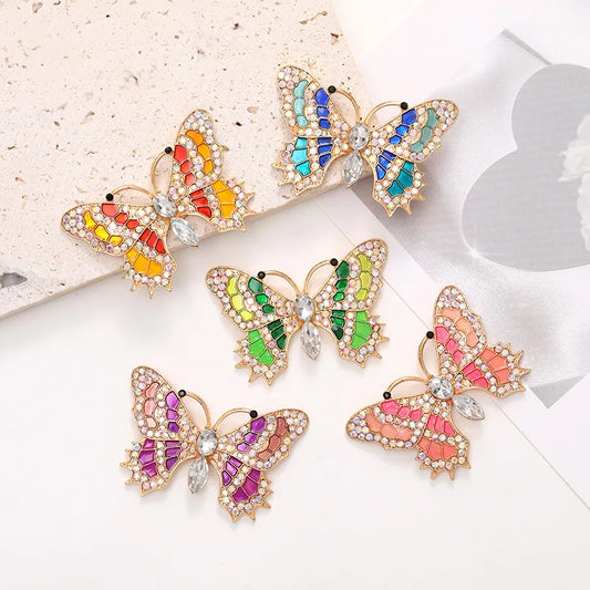 1 Piece 4.8*3.3cm Zinc Alloy Rhinestones Butterfly DIY Ornament Accessories Hole Shoes Flower